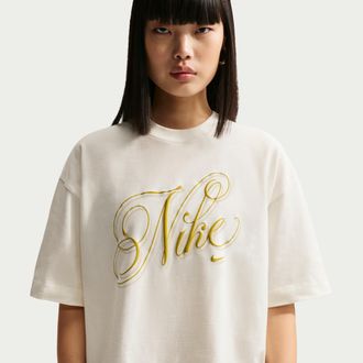 Nike Womens Nike Sportswear Oversized Short-Sleeve T-Shirt in White | IH7607-133