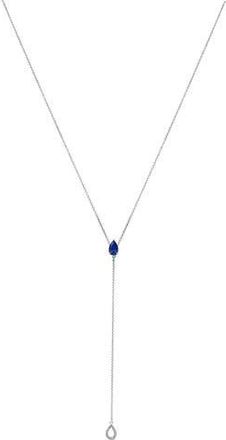 House of Brilliance Sterling Silver Created Blue Sapphire and Diamond Accent Y Necklace at Nordstrom