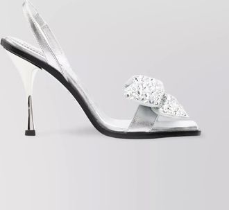 Dsquared2 leather crystal embellished bow high heel sandals