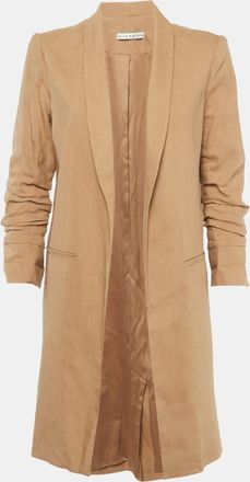 Alice & Olivia Alice + Olivia Brown Linen Blend Open Front Muriel Coat