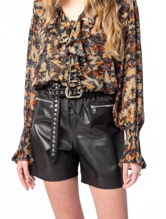 Iro Estera V-Neck Blouse In Khaki Black