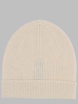 Rick Owens RU02E1495_RIBM21 Ribbed Wool Beanie - Ivory