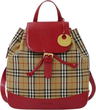 Burberry Pre-owned Vintage Canvas Handbag - Dames - Vintage Rugzakken - Rood - ONE Size - Vintage