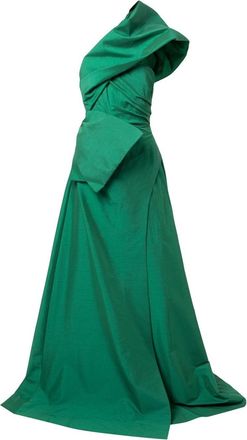 Rachel Gilbert Archer asymmetric neck gown - women - Polyester/Elastane - 6 - Green