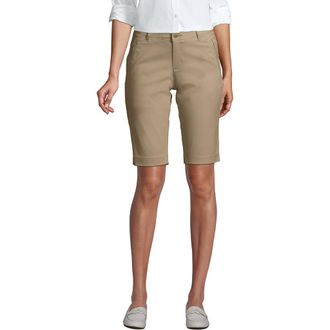Lands End School Uniform Young Stretch Chino Bermuda Shorts in Khaki at Nordstrom, Size 10