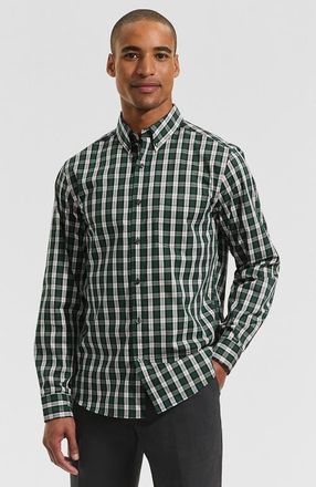 Lands End Traditional Fit Long Sleeve Travel Kit Shirt in Pine Valley/black Plaid at Nordstrom, Size Xx-Large