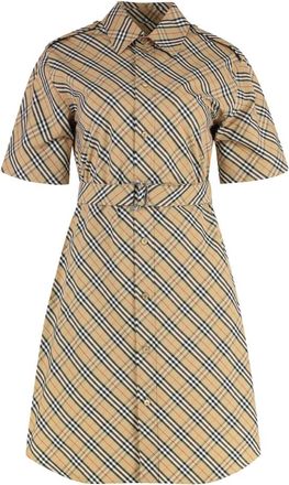 Burberry Shirt Kleedjes - Dames - Shirt Kleedjes - Beige - 2XS - Katoen - Kleedjes