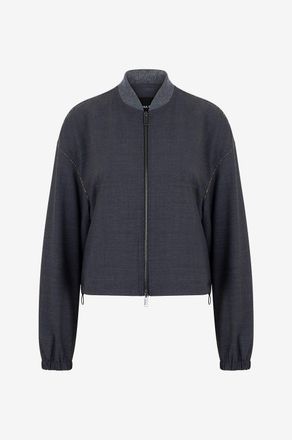 Fabiana Filippi Leichte kurze Wollmix-Bomberjacke mit Perlen