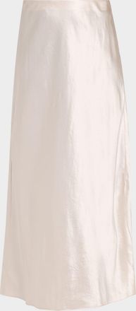 Vince Side-Slit Satin Slip Skirt