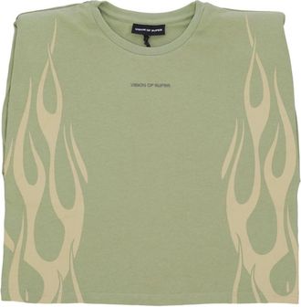 Vision Of Super Flames Tanktop Groen/Wit - Dames - Tops zonder mouwen - Groen - L - Katoen - Tops