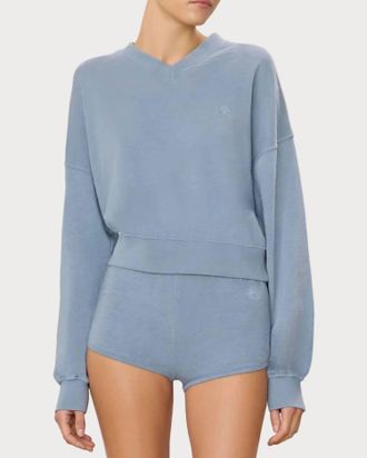 &Eacute;terne Cropped V Neck Sweatshirt In Slate