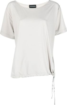 Emporio Armani side-tie detail T-shirt - women - Elastane/Viscose/Polyester - M - Grey