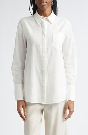 Toccin Riley Linen Blend Boyfriend Shirt in Coconut at Nordstrom, Size Medium