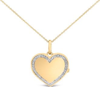 House of Brilliance Gold Vermeil 1/10 Cttw Diamond Heart Locket Pendant Necklace