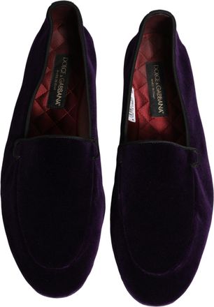 Dolce & Gabbana Mens Velvet Slip-On Loafer Purple Leather