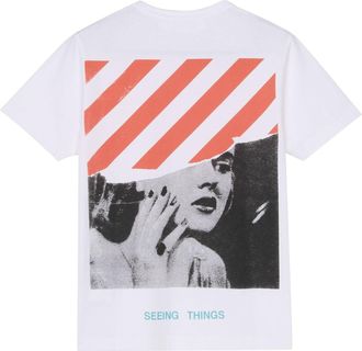 Off-white Mens Off-White Marilyn Monroe Printing Short Sleeve White T-Shirt OMAA002F171850470188