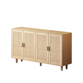 STILVORA Aparador De Almacenaje Con 4 Puertas De Rat&aacute;n Y Estante Ajustable, En Tablero De Part&iacute;culas, Natural, 158&times;40&times;88 Cm