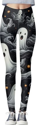 Generic High Waisted Leggings for Women, Soft Elastic Opaque Halloween Ghost Pumpkin Print Yoga Pants Tummy Control Leggings,Plus Size Workout Gym Yoga Stretc
