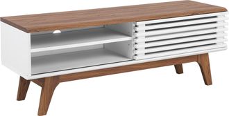 Beliani Beliani - Mueble De Tv Blanco Madera Oscura Estante Almacenaje Gesti&oacute;n De Cables Moderno Toledo Ii
