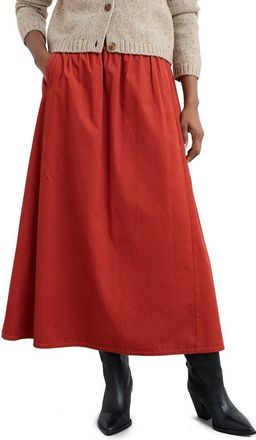Seasalt Cornwall Mevagissey Organic Cotton Midi Skirt in Dark Cinnamon at Nordstrom, Size 16 Us