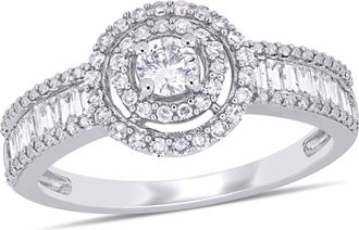 Mimi & Max 3/4ct TW Diamond Double Halo Engagement Ring 14k White Gold