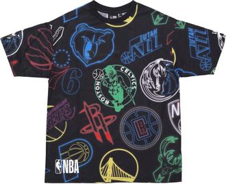 New Era New Era, T-Shirts, male, Multicolor, Size: 2XL NBA All Over Print Tee