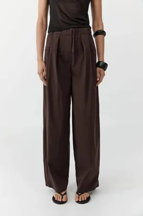 St.Agni Relaxed Pleat Pants In Bark