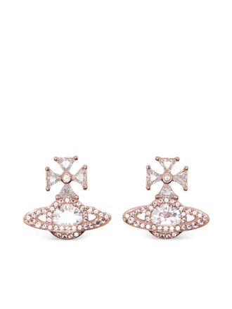 Vivienne Westwood orb cross brass earrings - women - Brass/glass - One Size - Pink