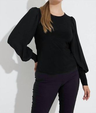 Joseph Ribkoff Puff Sleeve Top In Black