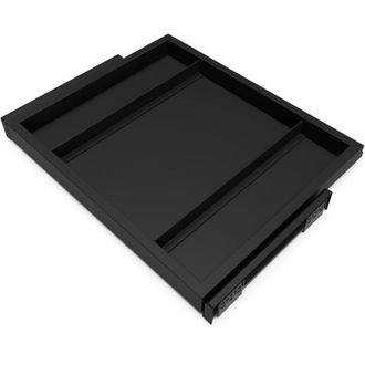 Emuca Kit De Bandeja, 3 Cestos Organizadores Y Bastidor De Gu&iacute;as Con Cierre Suave Para Armarios, Regulable, M&oacute;dulo 900mm, Negro Texturizado - Emuca