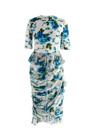 Richard Quinn Ruffled Floral-print Crepe De Chine and Jersey Dress Size S