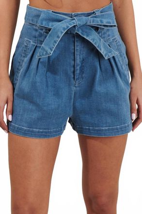 Sugarlips Zoey Sky Pleated Denim Short In Blue