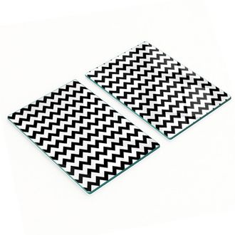 OEM Taglieri Da Cucina Decorativi In Vetro Con Grafica A Zigzag, 2x40x52 Cm