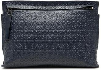 Loewe Pre-owned Clutches, female, Blue, Size: ONE SIZE Pre-owned Embossed Leather Clutch
