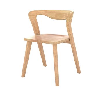 Rendez-Vous D&eacute;co Silla de madera de caucho claro, respaldo curvado
