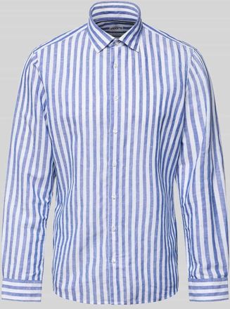 Jake*s Slim Fit Business-Hemd aus Leinen-Mix mit Kentkragen in Royal, Gr&ouml;&szlig;e XXL