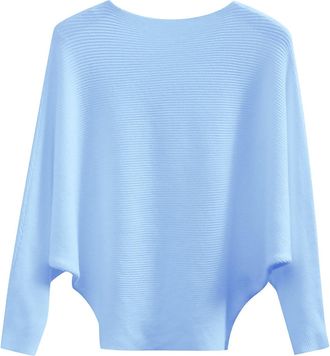 Generic Ladies Jumpers, Batwing Sleeves Knitted Lightweight Sweaters and Pullovers Jumper Tops Soft Crew Neck Sweater for Winter