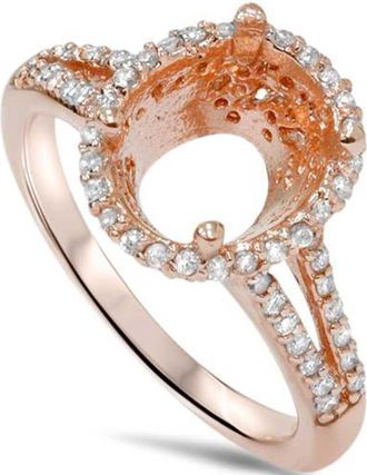 Pompeii3 1/2ct Rose Gold Split Shank Halo Diamond Ring Setting For Oval 14K Size Selectable