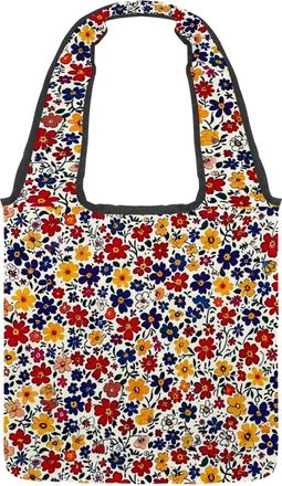 Generic Cute Colorful Floral Reversible Canvas Shoulder Tote - Double-Sided Print, 12oz Cotton, 27cm Drop, Fold-Flat Bag for Travel, Shopping, Street Outings