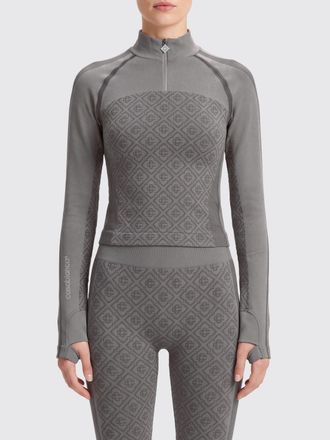 Casablanca Slim Fit Jacquard Monogram Turtleneck Top with Zip