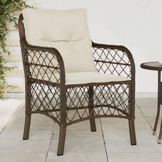 vidaXL Vidaxl - Sillas De Jard&iacute;n Con Cojines 2 Unidades Rat&aacute;n Sint&eacute;tico Marr&oacute;n
