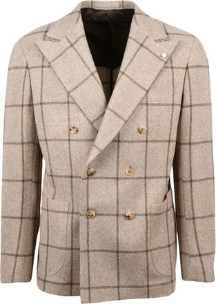 Luigi Bianchi Mantova Jassen, Heren, Beige, XL, Wol, Giacca Doppiopetto