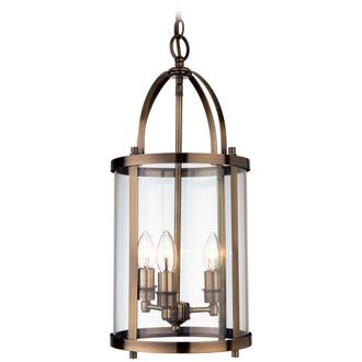 Netlighting Imperial 3 Light Round Ceiling Pendant Lantern Antique Brass E14 in Gold