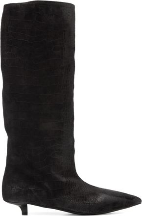 Mars&egrave;ll pointed-toe embossed-leather boots - women - Leather/Leather/Leather - 40 - Black