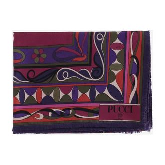 Pucci Silky Scarves, female, Multicolor, Size: ONE SIZE Silk Geometric Print Fringed Scarf