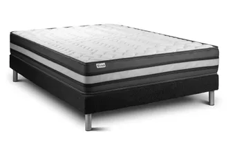 VITALIT Somier negro + colch&oacute;n con espuma viscoel&aacute;stica 135 x 190