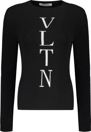 Valentino WomenS Black Wool Crewneck Sweater, Size 42