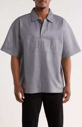 Purple Embossed Leather Polo in Grey at Nordstrom Rack, Size Xx-Large