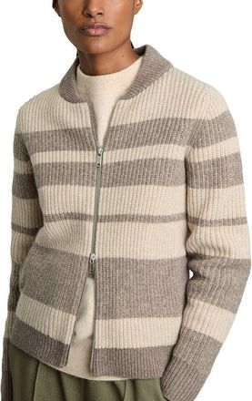 Reiss Alexa-Stripe Zip Through Wool Top
