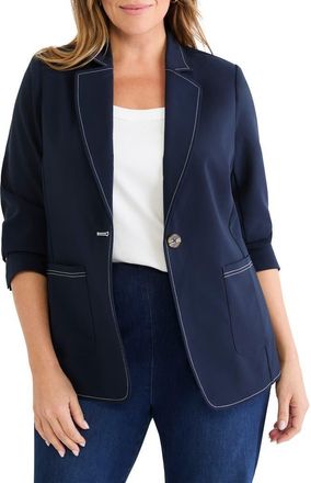 Nic+Zoe Accent Stitch Sleek Stretch Blazer in Dark Indigo at Nordstrom, Size 1 X